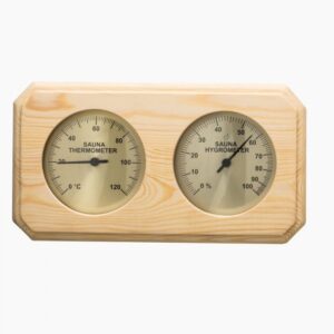 Saunový teploměr s vlhkoměrem - dřevěný rámeček (borovice)