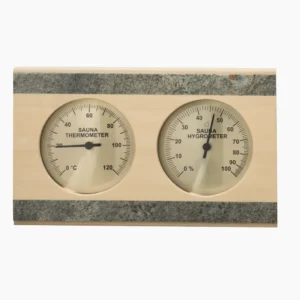 Saunový teploměr s vlhkoměrem - kombinace dřevo/kámen