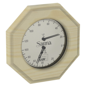 Saunový teploměr s vlhkoměrem - dřevěný rámeček
